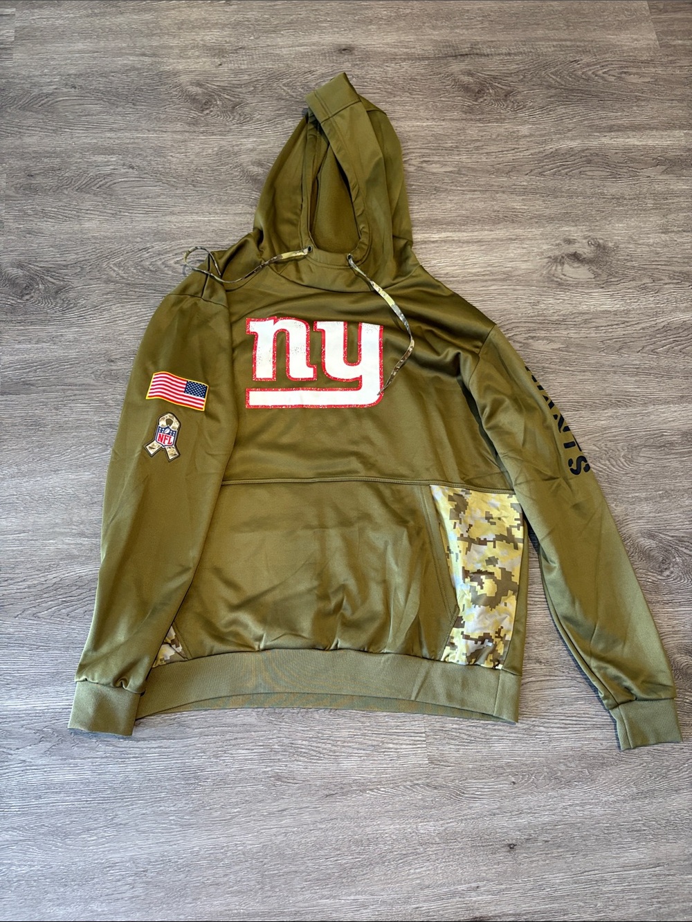 New York Giants Olive Green Camo Logo Hoodie